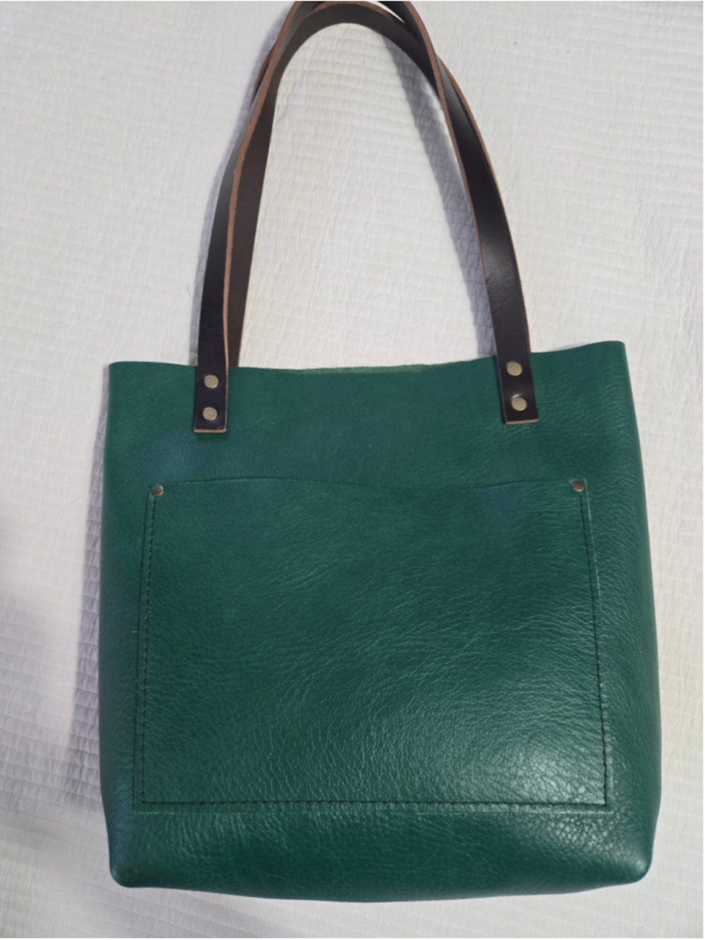 Women's Portland Leather Goods Classic Tote Bag Bacalar Green Small - Picture 3 of 11